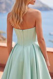 Mint Corset Short A Line Strapless Homecoming Dress