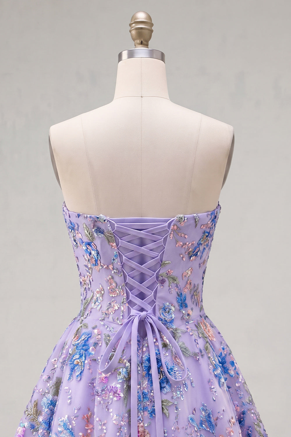 Sparkly Pink Floral Beaded A Line Short Strapless Homecoming Dress