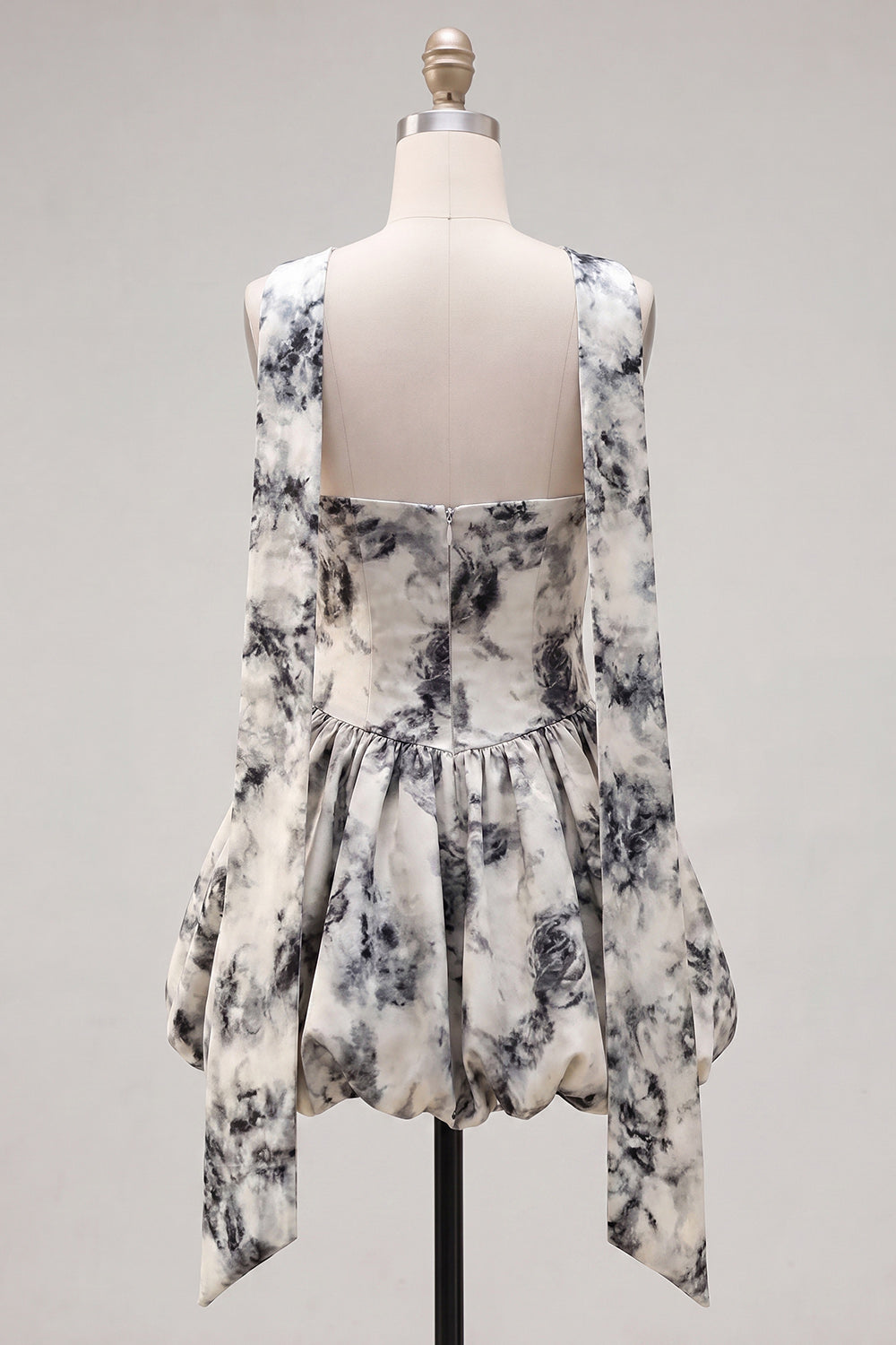 White Black Flower A Line Strapless Keyhole Short Homecoming Dress