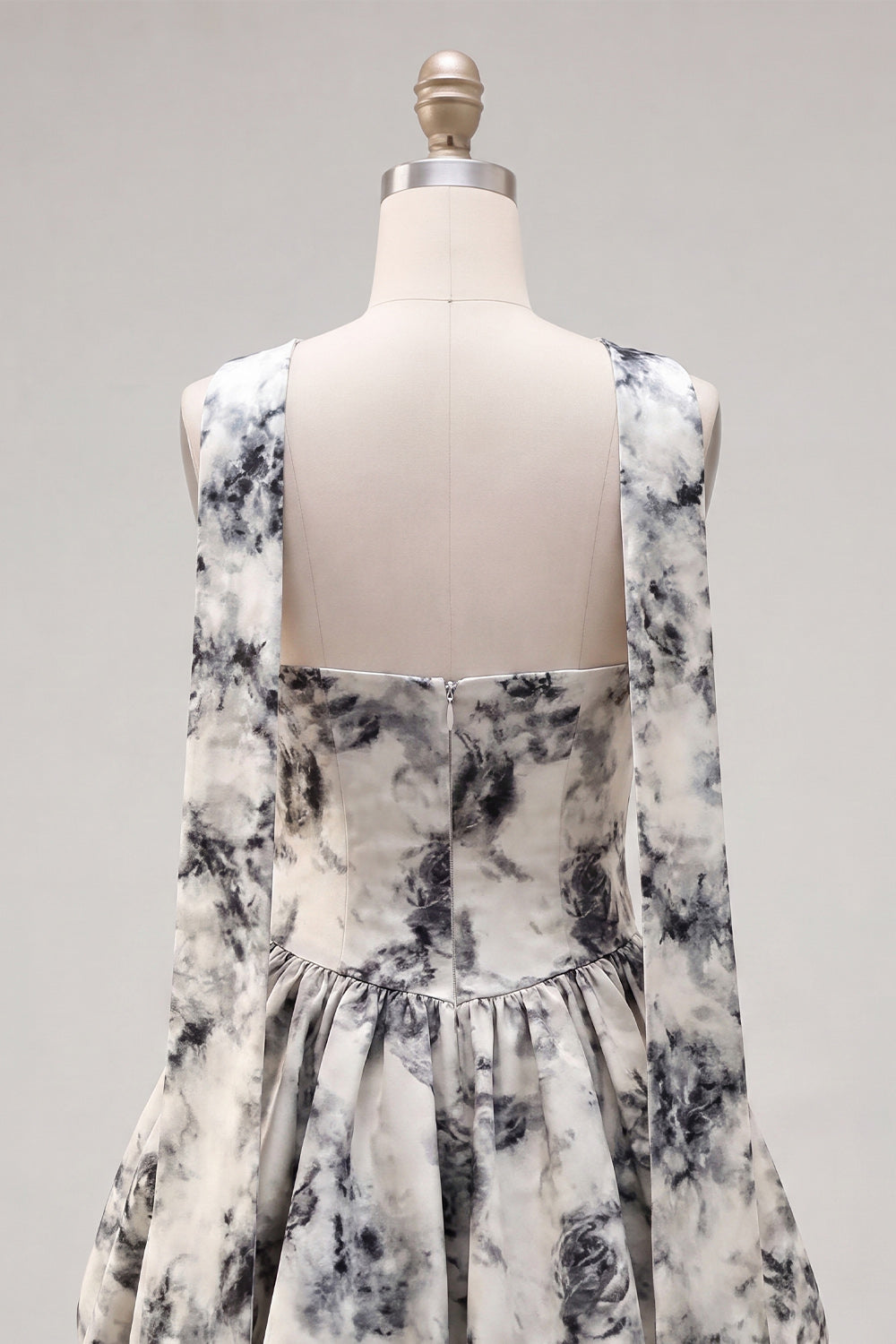 White Black Flower A Line Strapless Keyhole Short Homecoming Dress