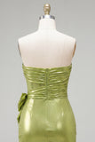 Green Corset Short Tight Ruched Strapless Homecoming Dress with 3D Flowers