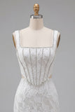 White Floral Corset Tight Short Square Neck Cut Out Homecoming Dress