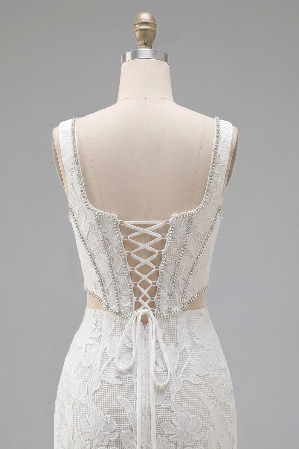 White Floral Corset Tight Short Square Neck Cut Out Homecoming Dress