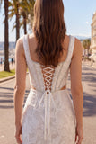 White Floral Corset Tight Short Square Neck Cut Out Homecoming Dress