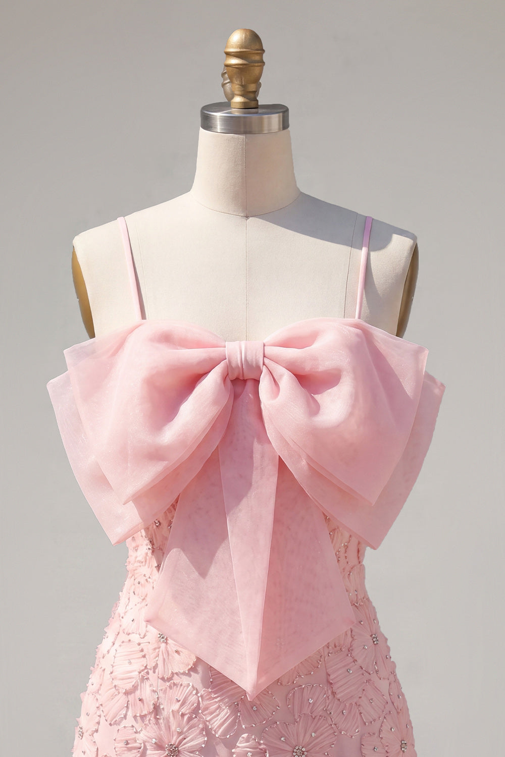 Sparkly Pink Floral Tight Short Spaghetti Straps Homecoming Dress with Pearls