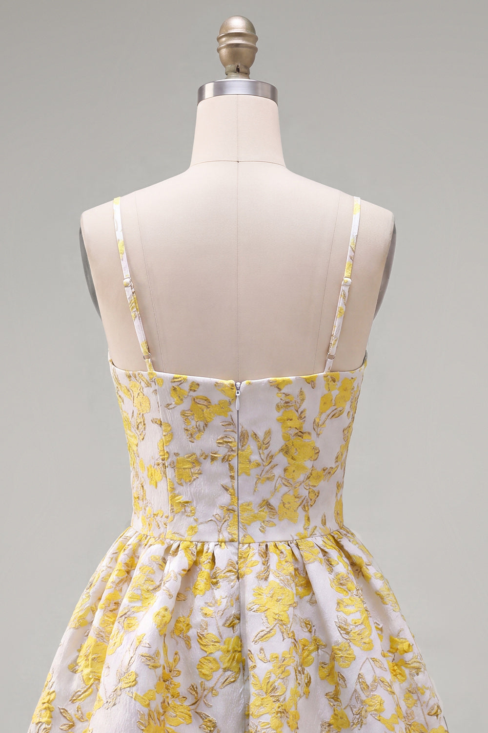 Butter Yellow Floral Short A Line Keyhole Homecoming Dress with 3D Flower