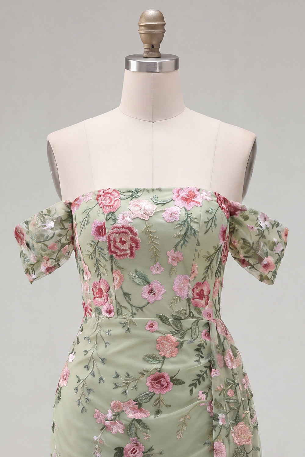 Black Floral Tight Short Off the Shoulder Homecoming Dress with Sash