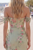 Black Floral Tight Short Off the Shoulder Homecoming Dress with Sash