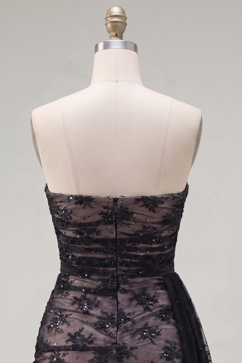 Black Tight Short Strapless Beaded Homecoming Dress with Sash
