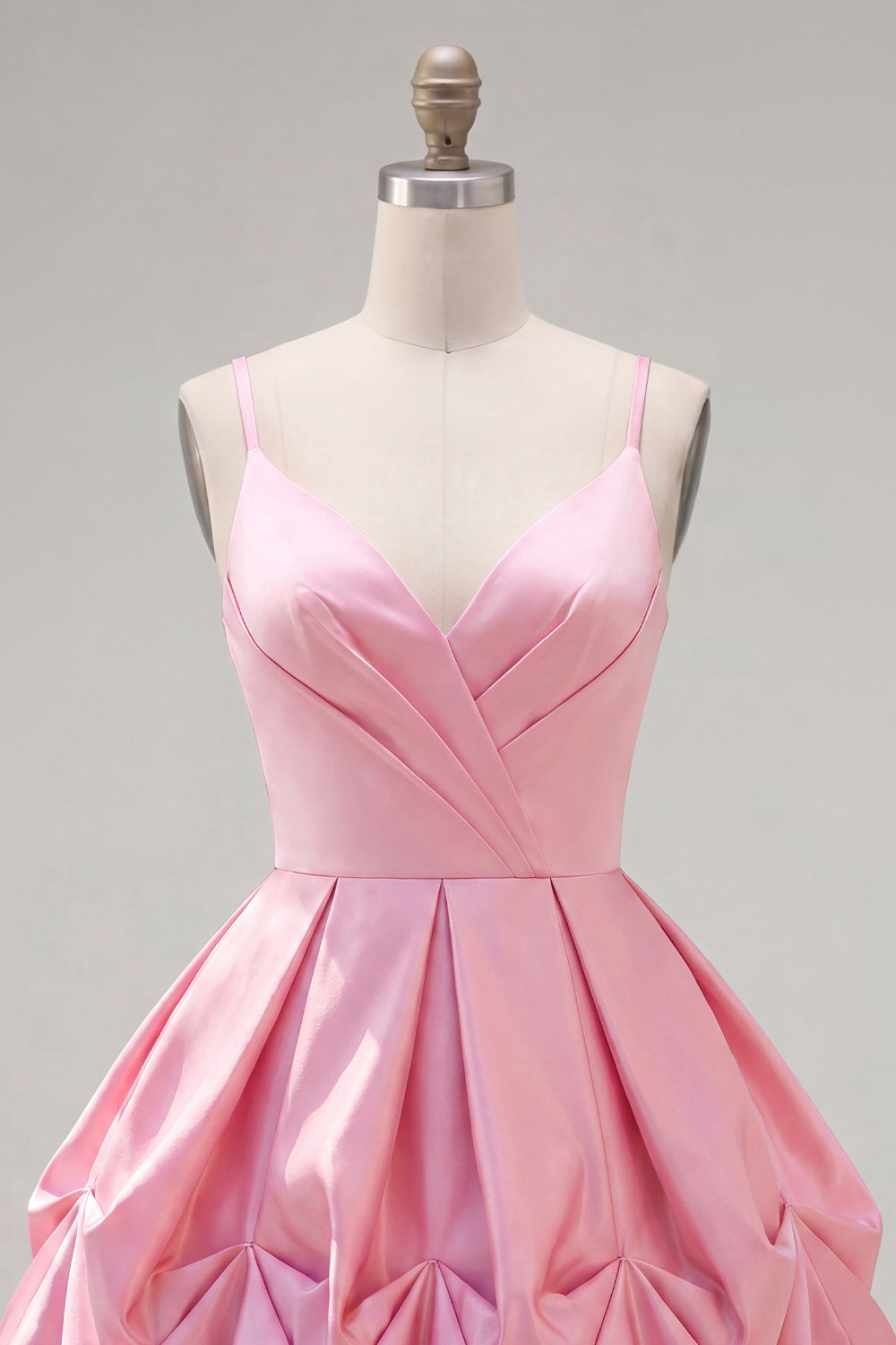 Pink Short Spaghetti Straps A Line Ruched Homecoming Dress