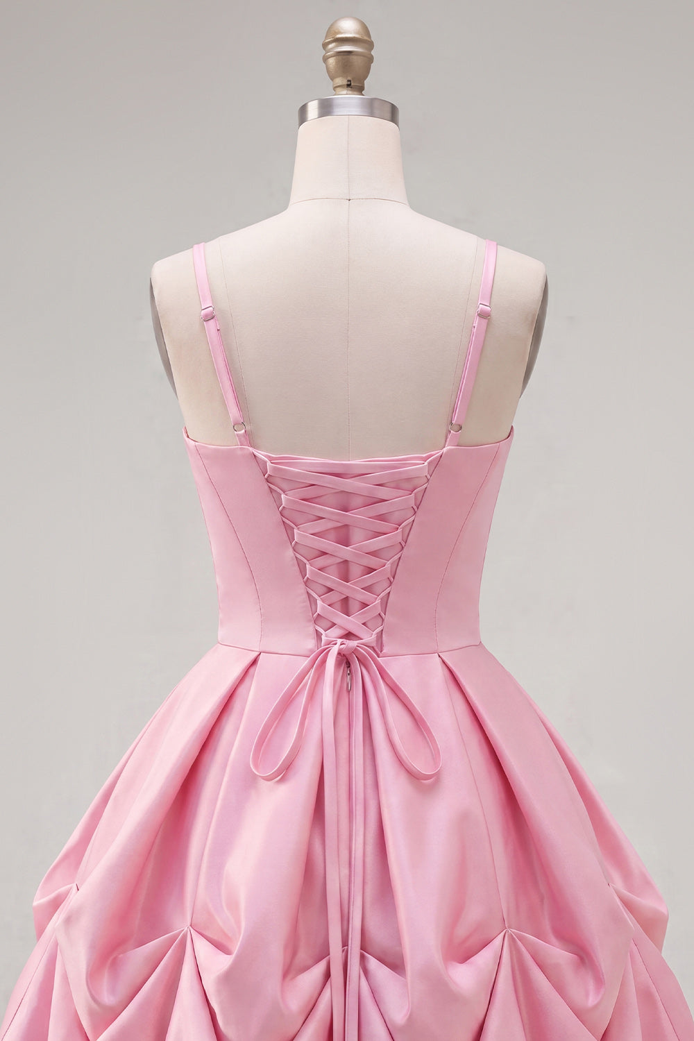 Pink Short Spaghetti Straps A Line Ruched Homecoming Dress