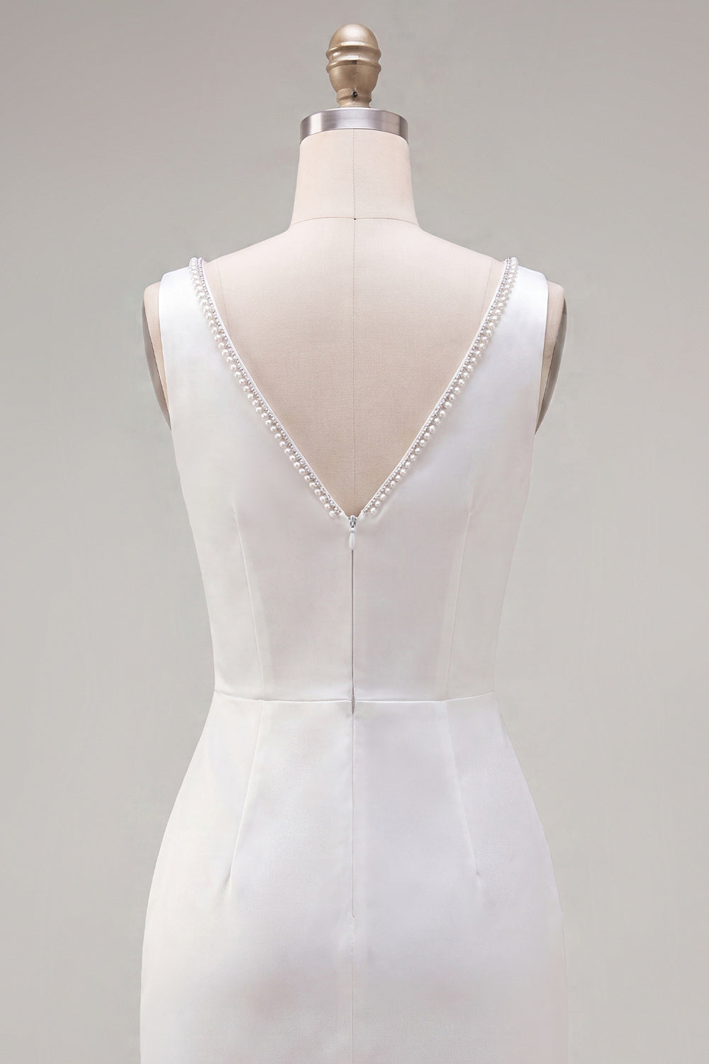 White Beaded Tight Short Ruched V-Neck Homecoming Dress