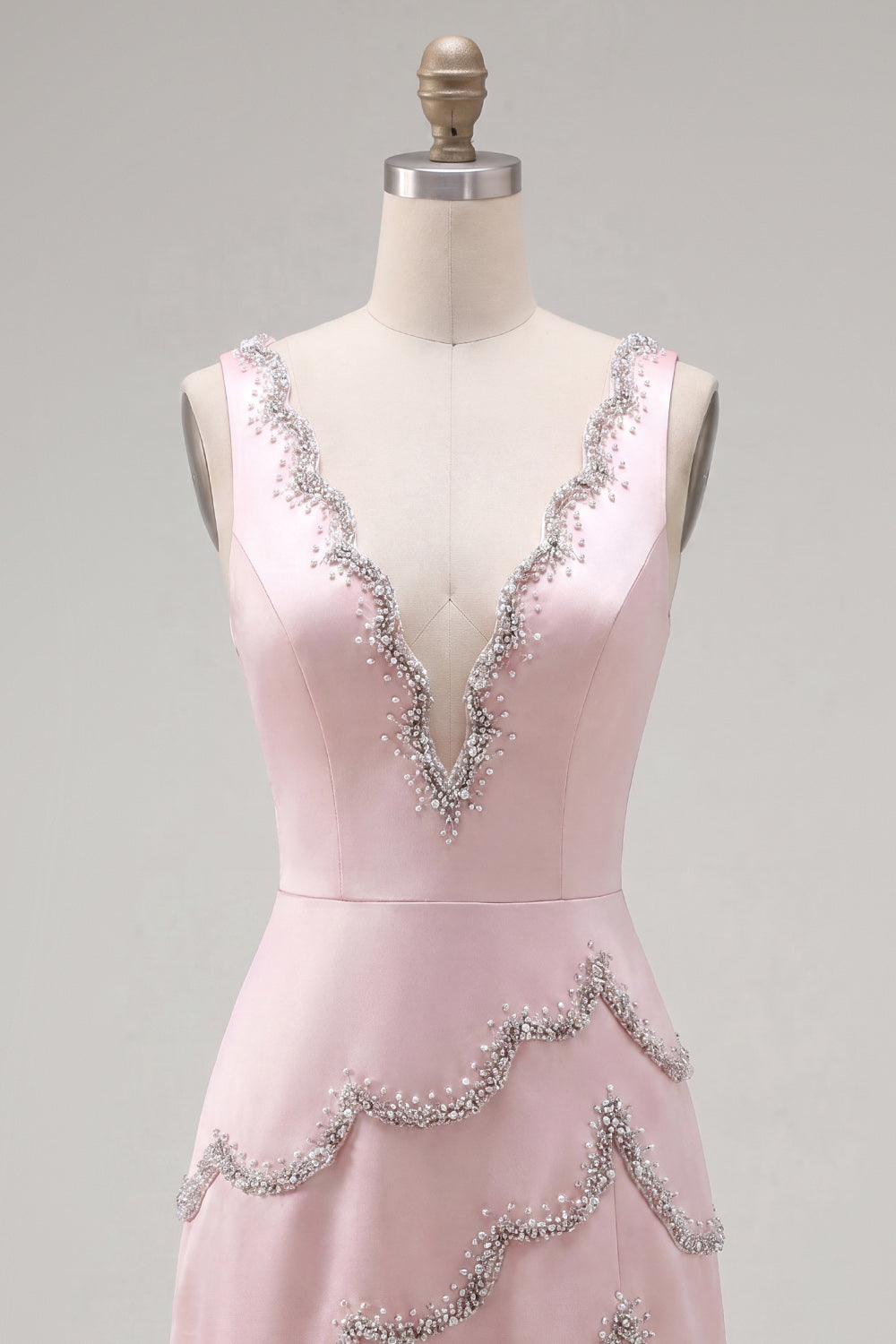 Sparkly Pink Tight Short V-Neck Homecoming Dress with Beading