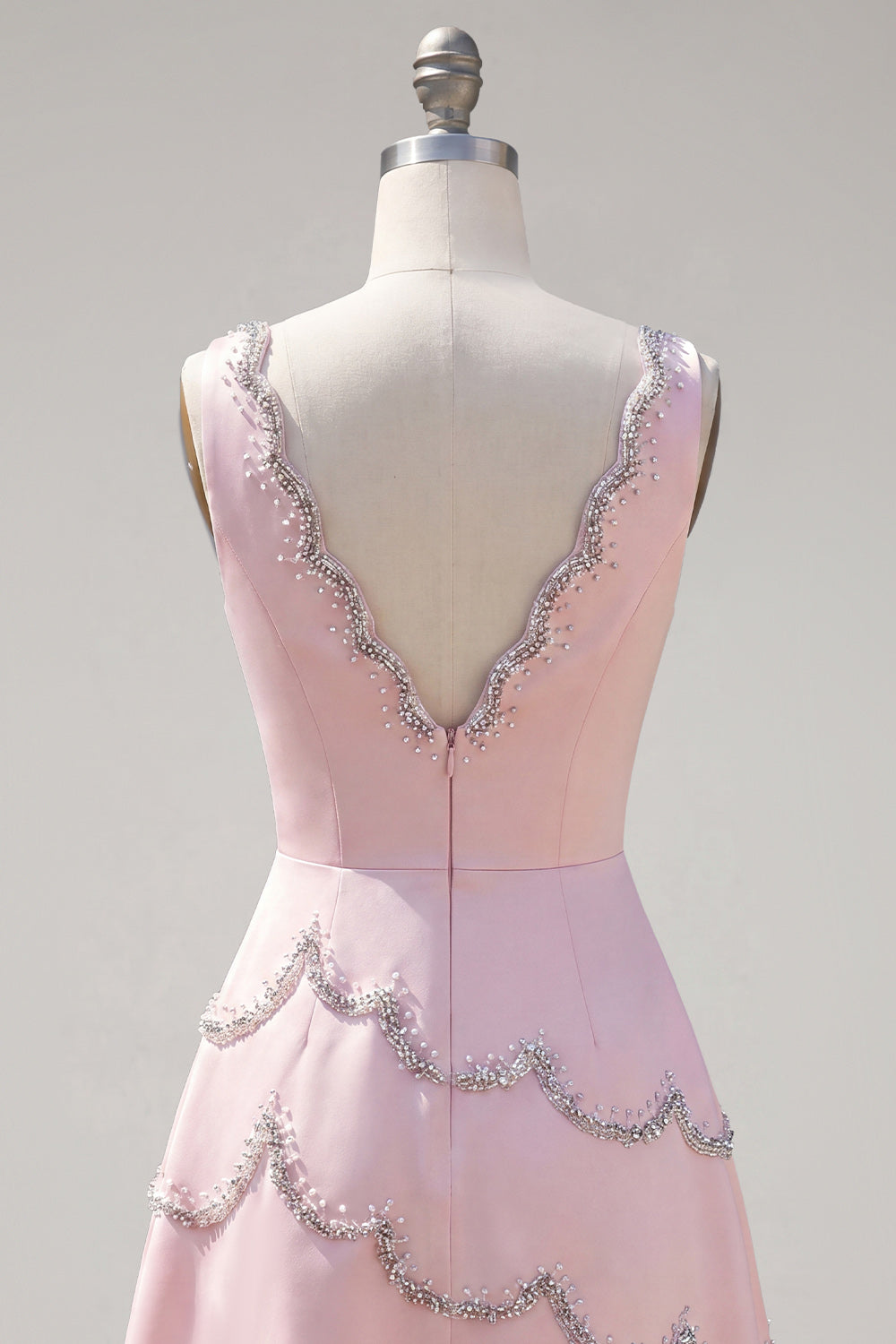 Sparkly Pink Tight Short V-Neck Homecoming Dress with Beading