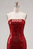 Sparkly Golden Tight Short Beaded Strapless Homecoming Dress