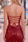 Sparkly Golden Tight Short Beaded Strapless Homecoming Dress