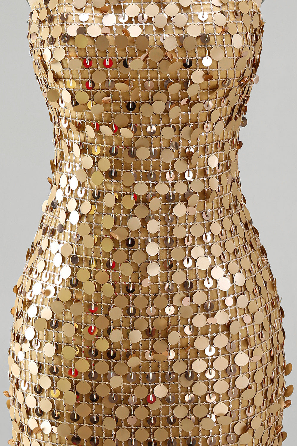 Sparkly Golden Tight Short Beaded Strapless Homecoming Dress