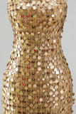 Sparkly Golden Tight Short Beaded Strapless Homecoming Dress