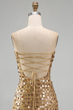 Sparkly Golden Tight Short Beaded Strapless Homecoming Dress