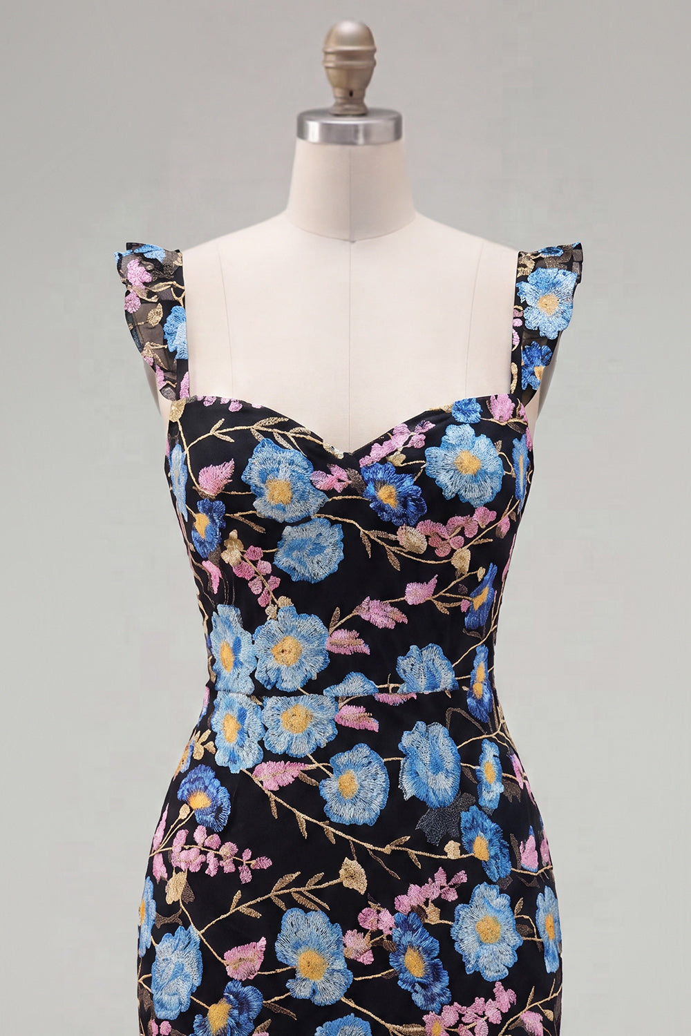 Sparkly Yellow Floral Tight Short Beaded Homecoming Dress