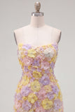 Sparkly Pink Floral Tight Short Strapless Beaded Homecoming Dress