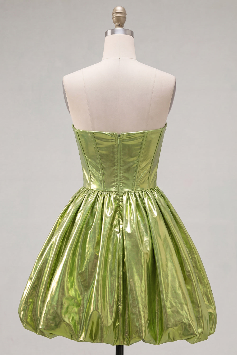 Green Metallic Ruched Sweetheart A-Line Short 80s Homecoming Dress