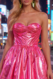 Green Metallic Ruched Sweetheart A-Line Short 80s Homecoming Dress