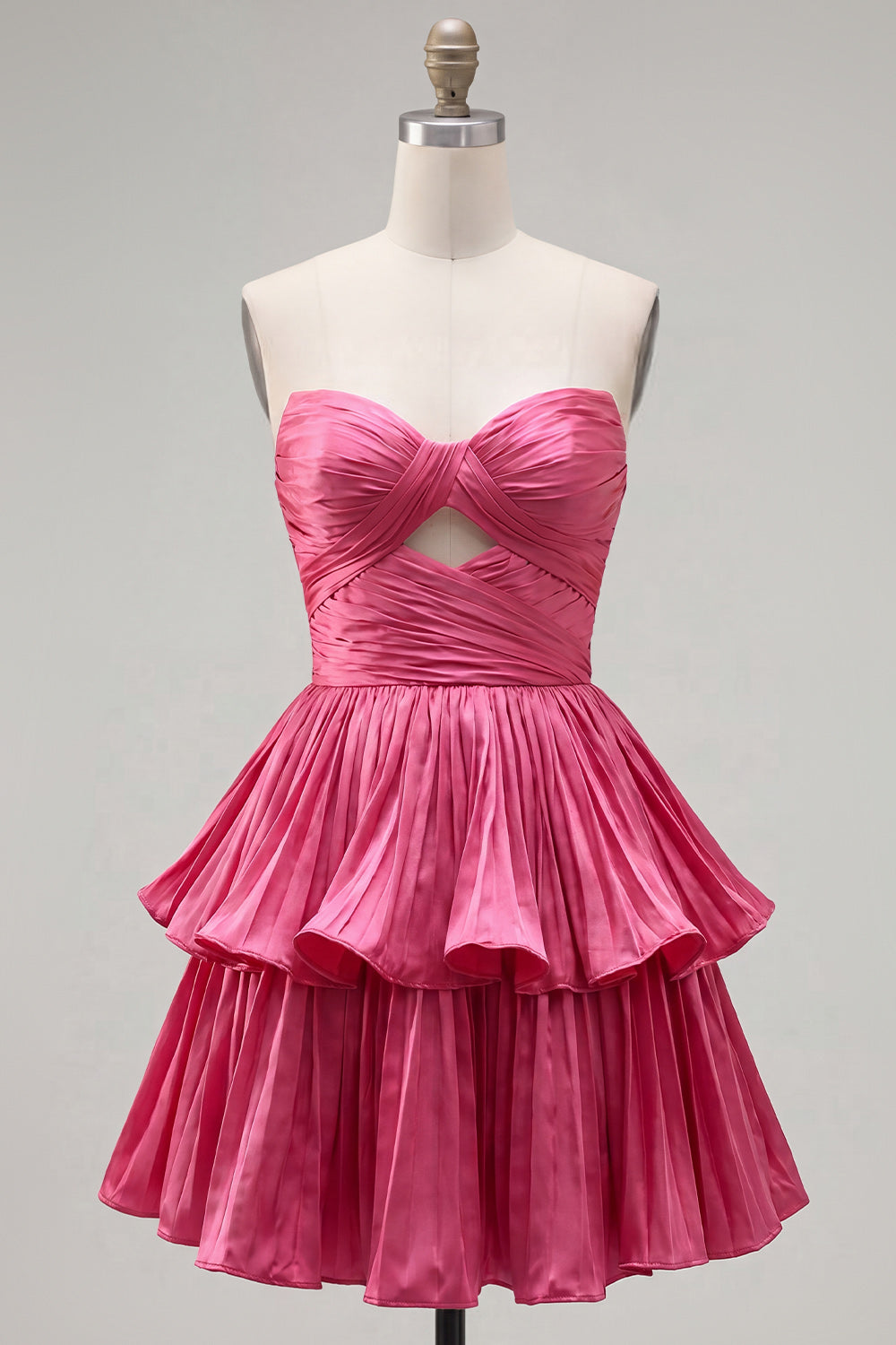 Green Sweetheart Pleated Tiered A-Line Short 80s Homecoming Dress