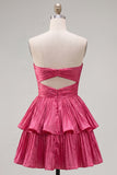 Green Sweetheart Pleated Tiered A-Line Short 80s Homecoming Dress