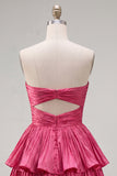 Green Sweetheart Pleated Tiered A-Line Short 80s Homecoming Dress