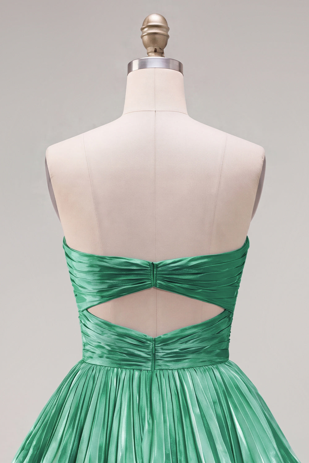 Green Sweetheart Pleated Tiered A-Line Short 80s Homecoming Dress