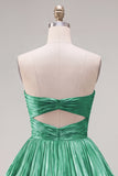Green Sweetheart Pleated Tiered A-Line Short 80s Homecoming Dress