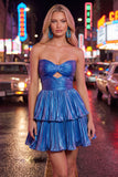 Green Sweetheart Pleated Tiered A-Line Short 80s Homecoming Dress