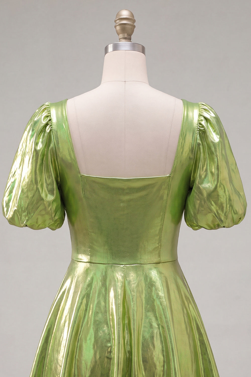 Yellow Metallic A-Line Short 80s Homecoming Dress with Sleeves