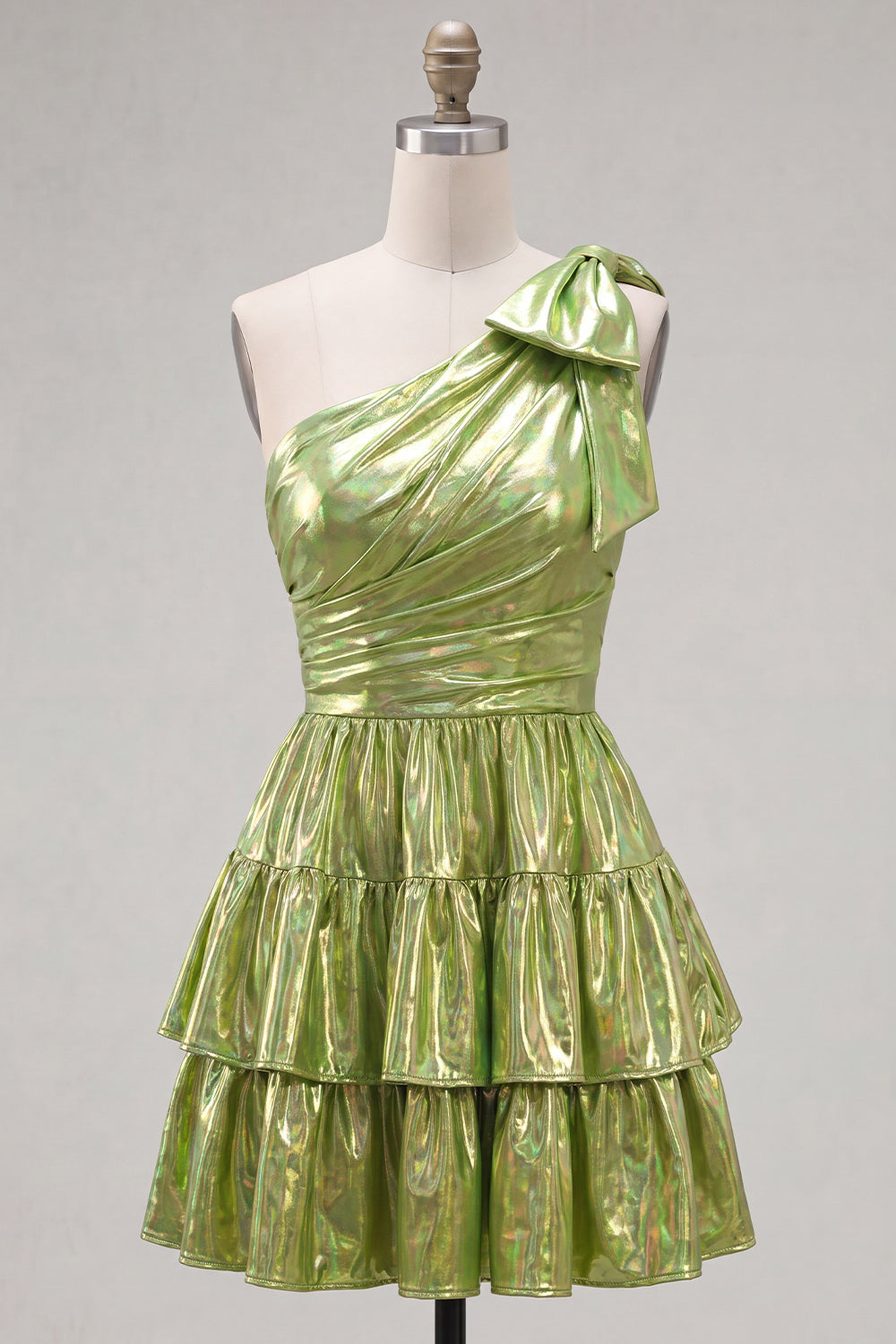 Fuchsia Metallic A-Line Ruffled Short 80s Homecoming Dress with Bow