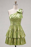 Fuchsia Metallic A-Line Ruffled Short 80s Homecoming Dress with Bow
