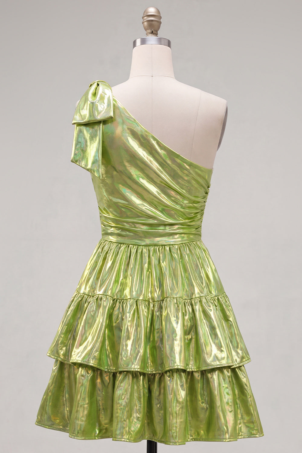 Fuchsia Metallic A-Line Ruffled Short 80s Homecoming Dress with Bow