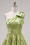Fuchsia Metallic A-Line Ruffled Short 80s Homecoming Dress with Bow