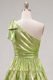Fuchsia Metallic A-Line Ruffled Short 80s Homecoming Dress with Bow