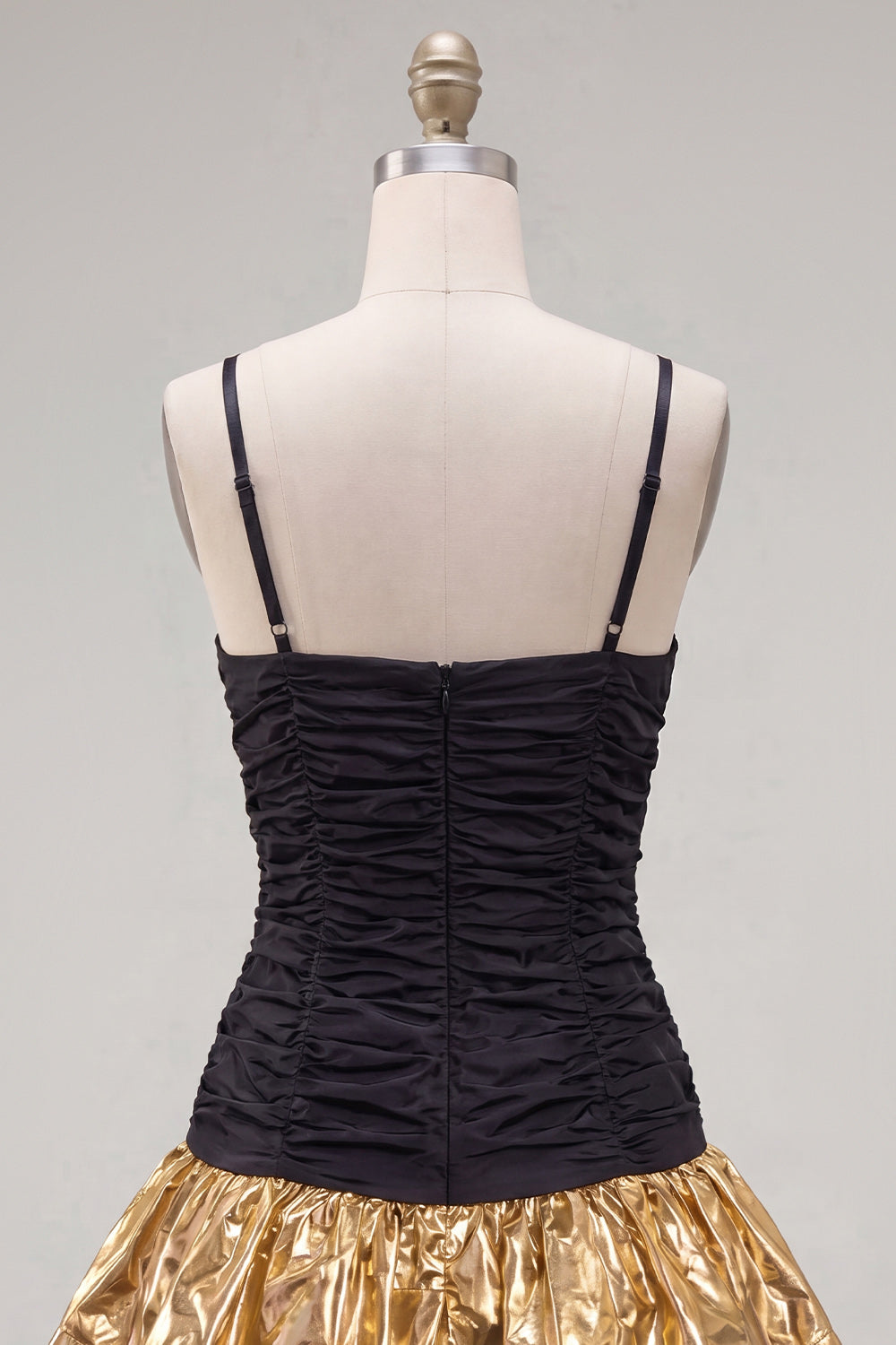 Black Golden Ruffled A-Line Short 80s Homecoming Dress with Bow