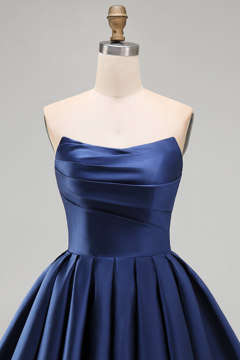 Mint Satin Ruched Strapless A-Line Short 80s Homecoming Dress