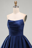 Mint Satin Ruched Strapless A-Line Short 80s Homecoming Dress