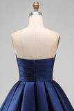 Mint Satin Ruched Strapless A-Line Short 80s Homecoming Dress