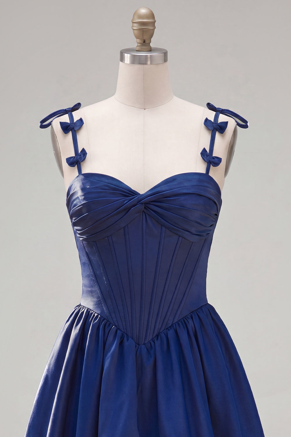 Navy Ruffled A-Line Short Corset Homecoming Dress with Bows