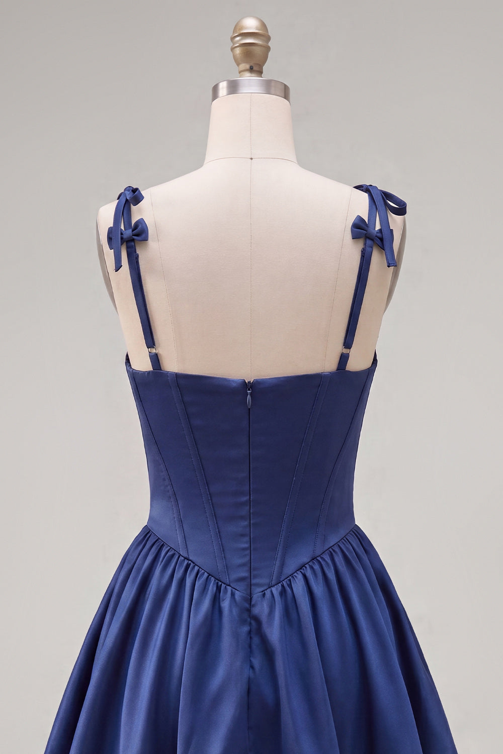 Navy Ruffled A-Line Short Corset Homecoming Dress with Bows