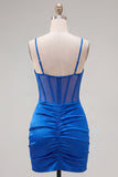 Royal Blue Ruched Corset Tight Short Homecoming Dress