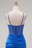 Royal Blue Ruched Corset Tight Short Homecoming Dress