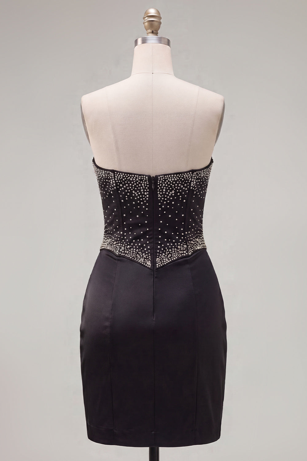 Sparkly Black Beaded Keyhole Corset Tight Short Homecoming Dress