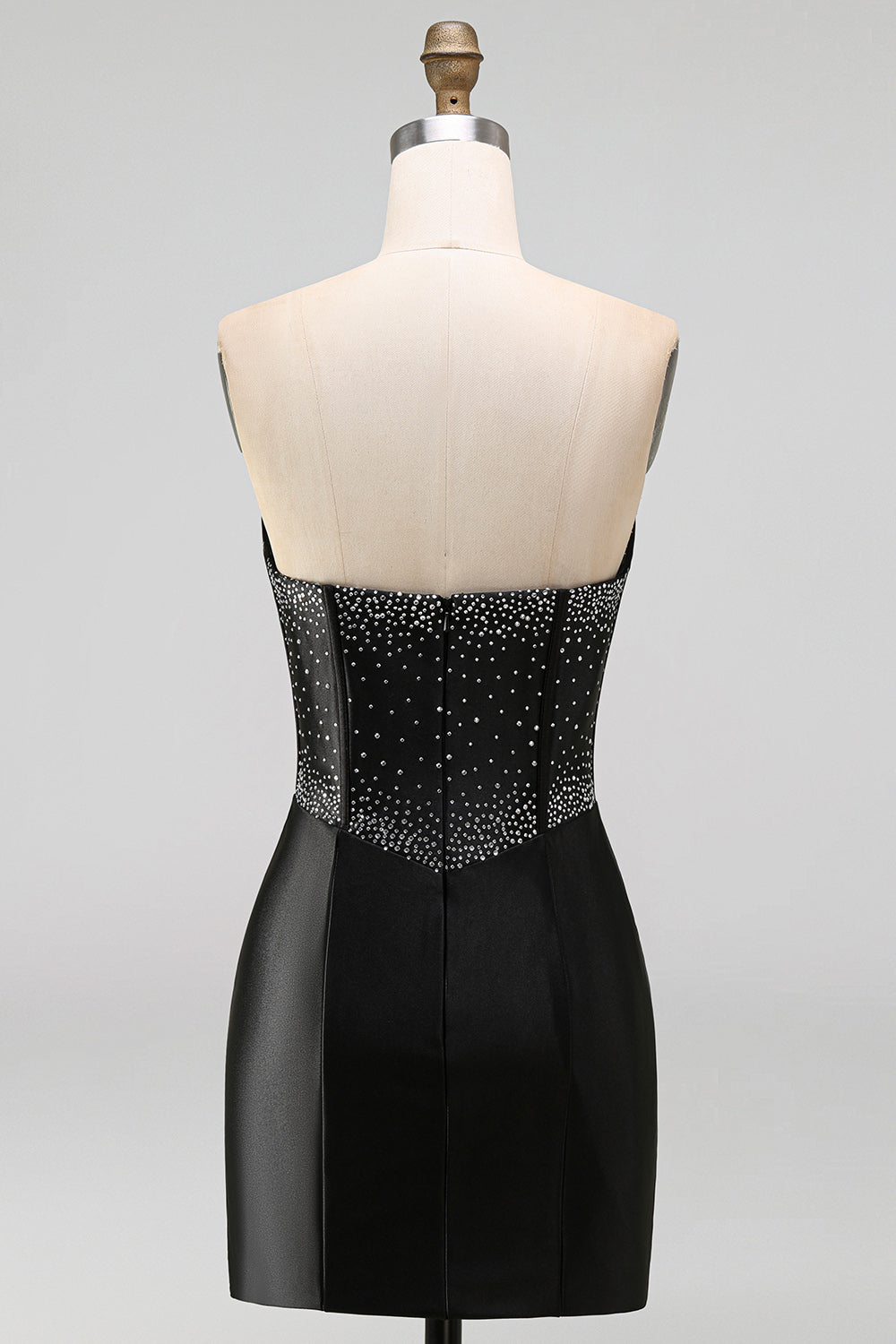 Sparkly Black Beaded Keyhole Corset Tight Short Homecoming Dress