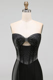 Sparkly Black Beaded Keyhole Corset Tight Short Homecoming Dress